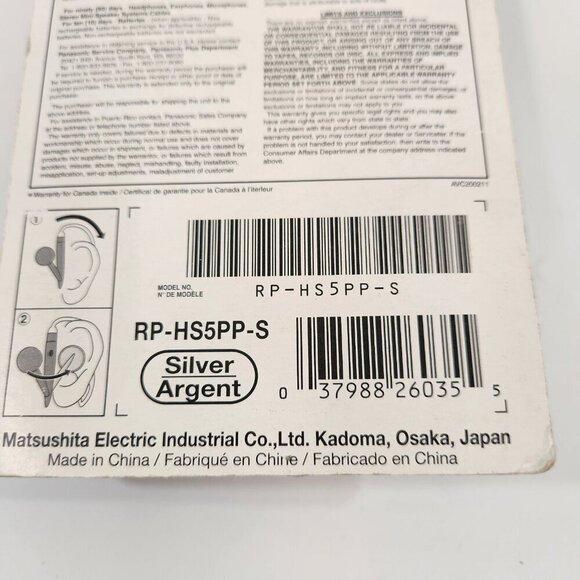Panasonic Stereo Headphones RP-HS5 Silver Ear Clip Style XBS NOS Sealed - Picture 7 of 8